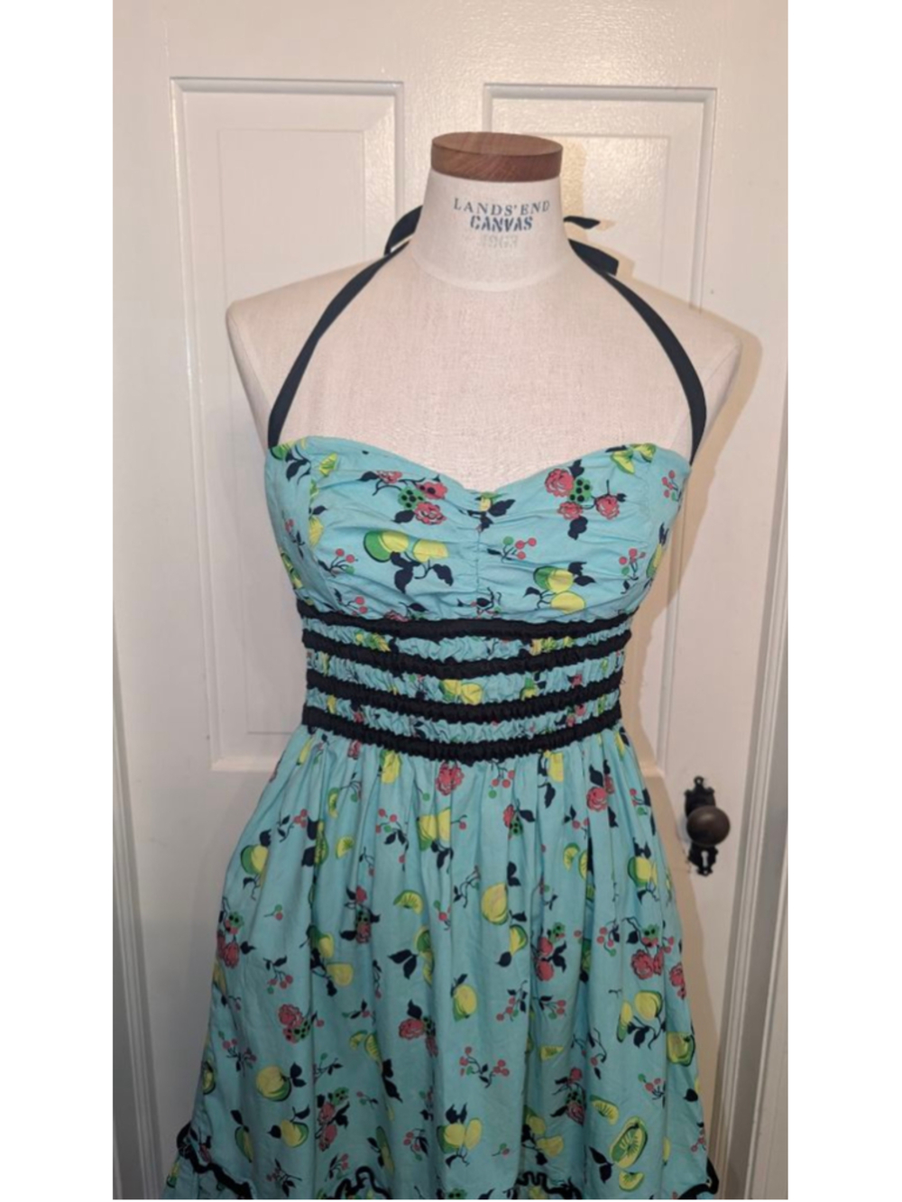 vintage Betsey Johnson fruit print Halter Dress 10 - Picture 4 of 13